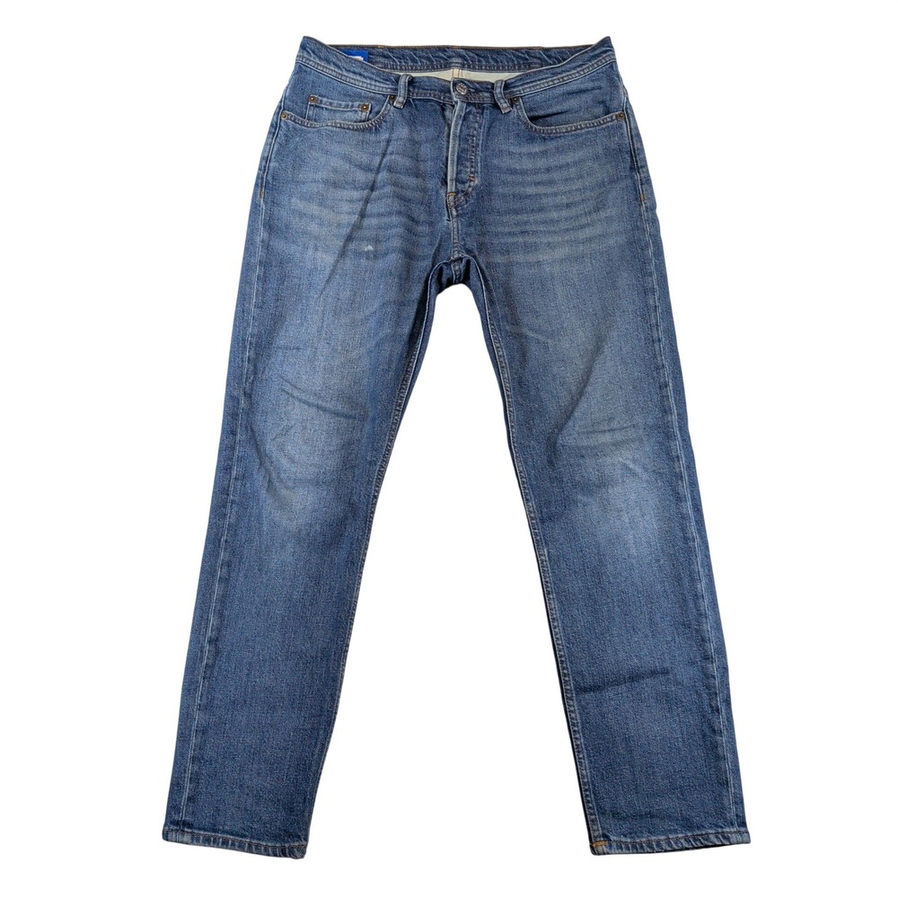 Acne Studios Bla Konst River Mid Blue Tapered Jeans Mens 32x29 Made in Italy